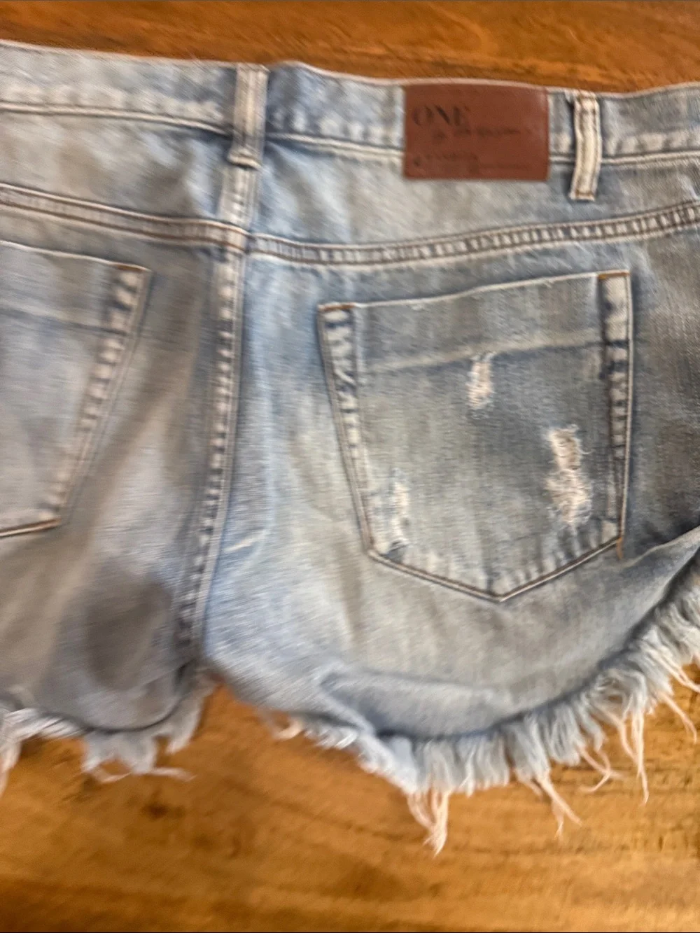 One Teaspoon Light Blue Bandits Distressed Cutoff Denim Shorts